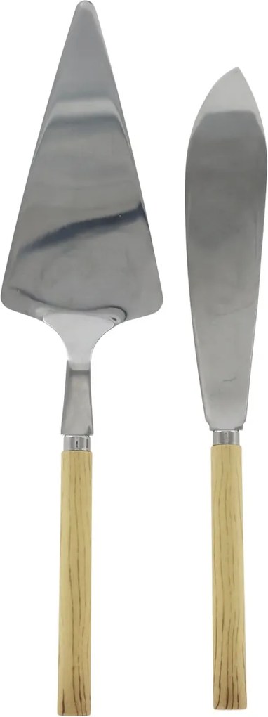 Set paletă și cuțit tort, oțel inoxidabil și acril, natur, L28 cm, Linas