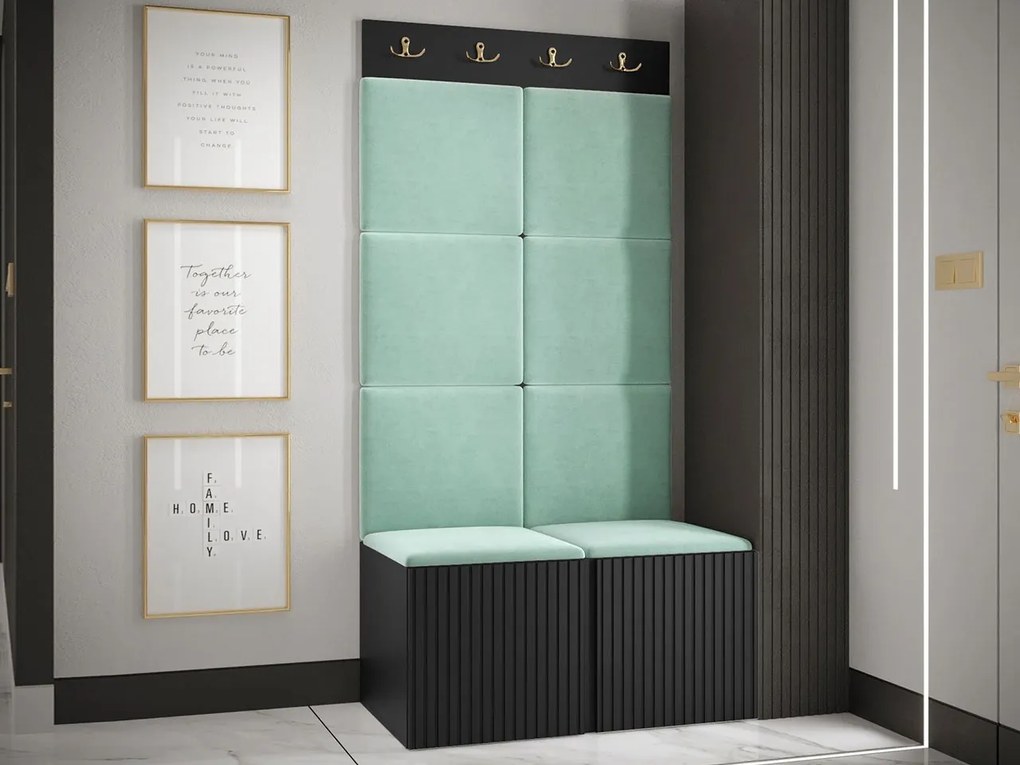 Mobilier hol Tewarota Slim IV (Negru + verde deschis) . 1104843