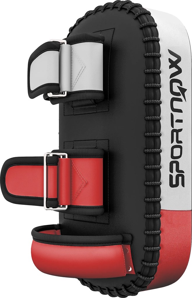 SPORTNOW Plastron pentru Muay Thai, Kickbox, Piele Sintetica, 0,4 kg, 38x20x18 cm, Negru/Rosu/Alb | Aosom Romania