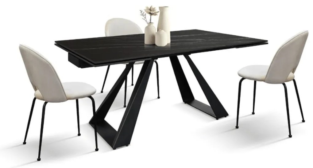 Masă extensibila MORENA, ceramică-picior metalic 160 cm/90 cm