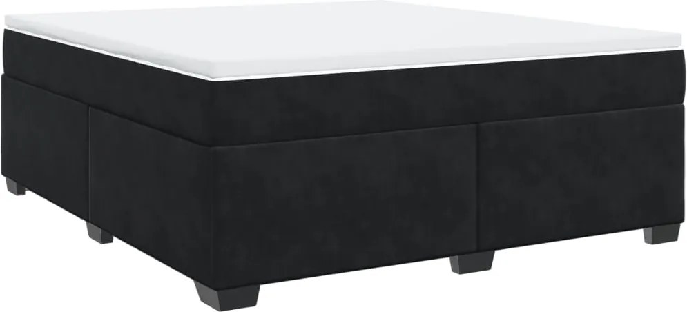 vidaXL Pat box spring cu saltea, negru, 180x200 cm, catifea