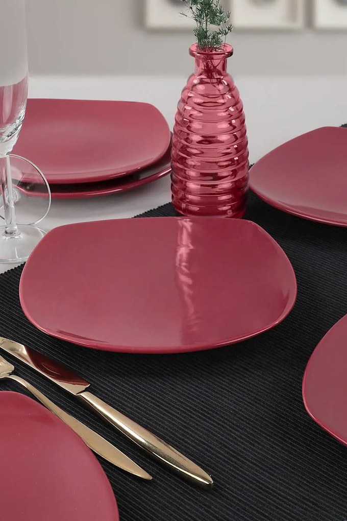Set farfurii de desert din ceramică (6 piese), Hermia, Culoare: Roşu