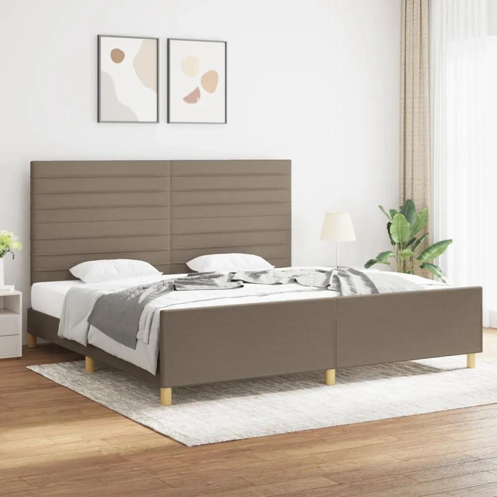 3125166 vidaXL Cadru de pat cu tăblie, gri taupe, 200x200 cm, textil