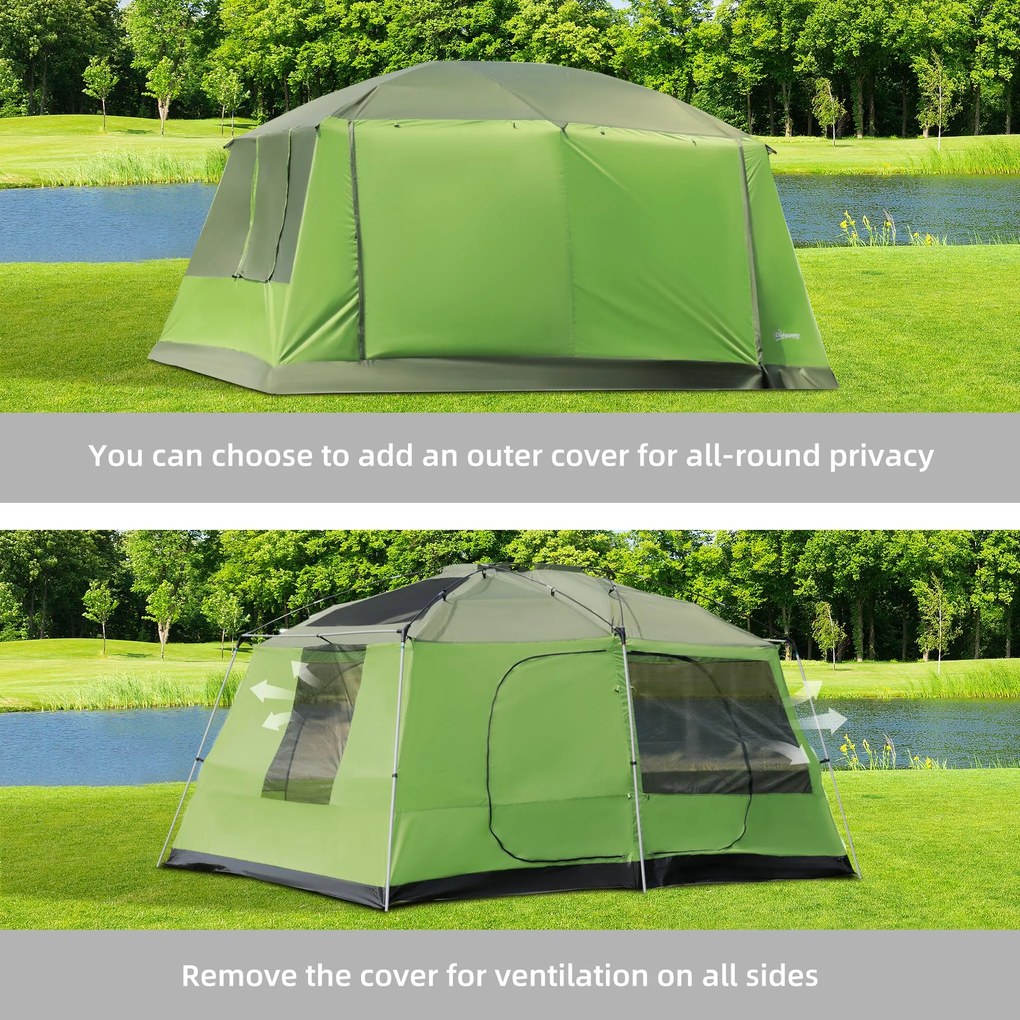 Outsunny Cort pentru Camping cu Veranda 8 Persoane 405×305×225cm | Aosom Romania