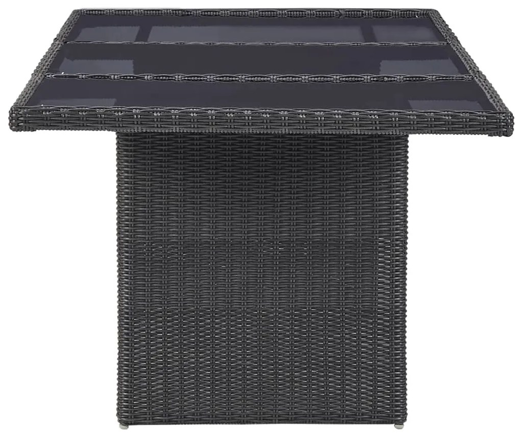 Set mobilier de exterior, 11 piese, negru, poliratan