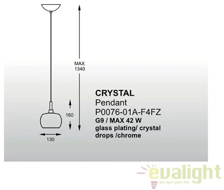 Pendul modern diametru 13cm, CRYSTAL P0076-01A-F4FZ