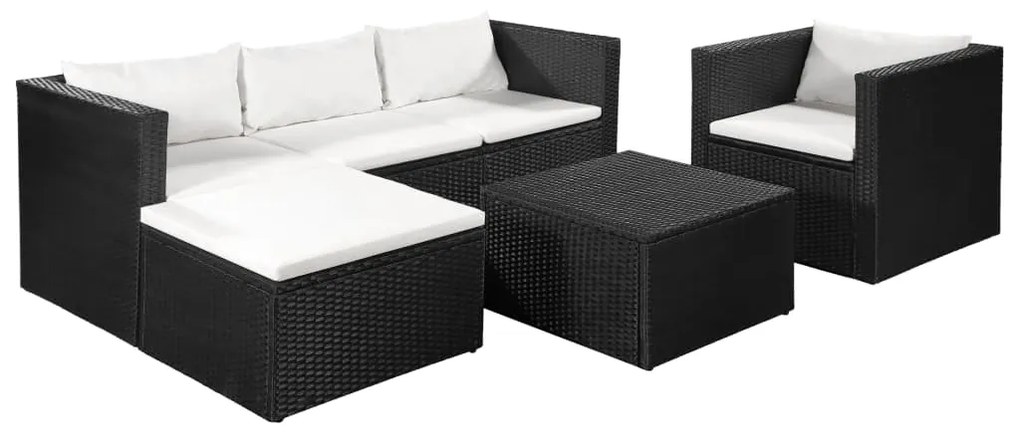 44170 vidaXL Set mobilier de grădină, 4 piese, negru & alb, poliratan