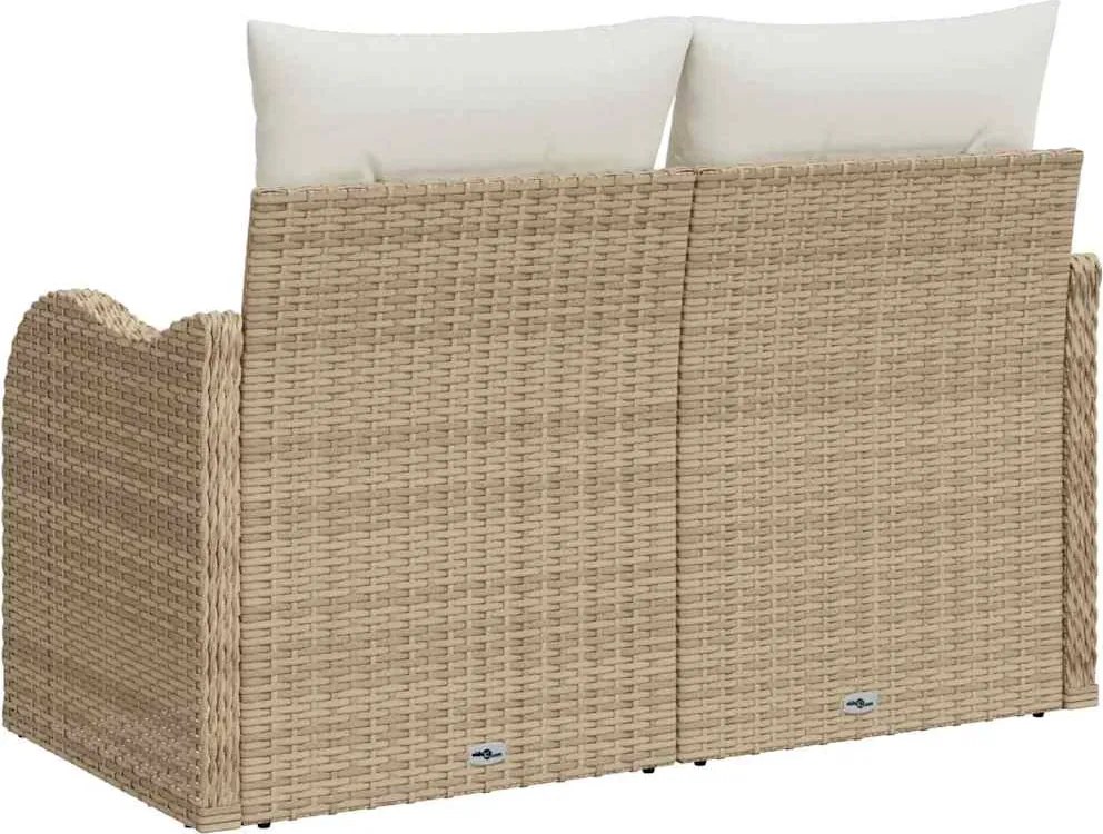 vidaXL Canapea de grădină cu pernă Bej 121 x 62 x 69cm poliratan