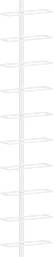 vidaXL Suport sticle de vin, de perete, 10 sticle, alb, metal