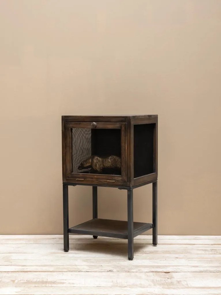 Noptiera din lemn de pin, aspect vintage, Mesh