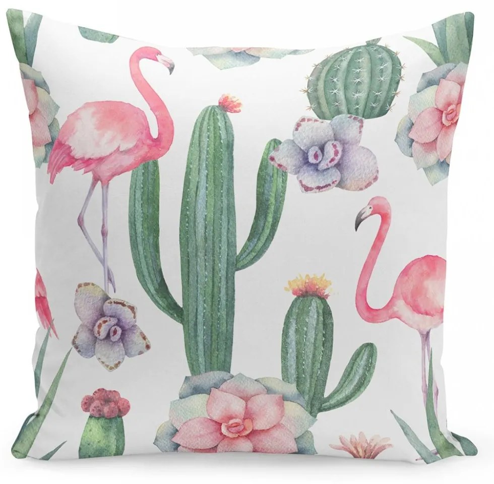 Față de pernă model de flamingo de in de lux 45x45 cm