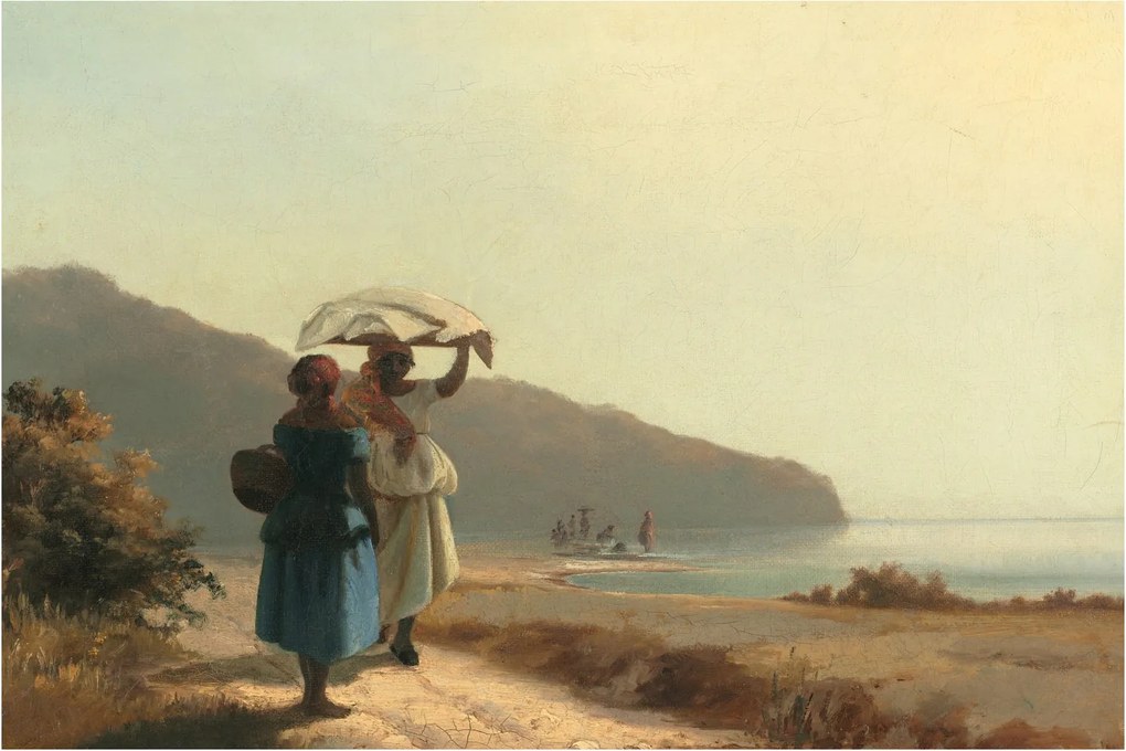 Tablou - Camille Pissarro, Two Women Chatting by the Sea, St. Thomas, reproducere (90x60 cm)