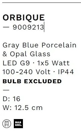 Aplica baie protectie IP44, Portelan blue gri, ORBIQUE 16cm