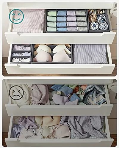 Set 8 organizatoare sertar, carton / textil, antracit, Songmics