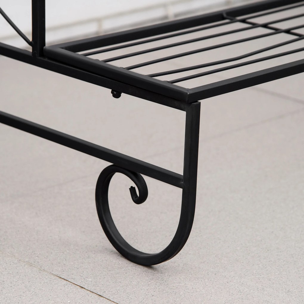 Outsunny Suport pentru Plante din Metal, Scară Suport pe 3 Niveluri pentru Ghivece de Grădina în Stil Vintage, 95x63x72 cm, Negru | Aosom Romania