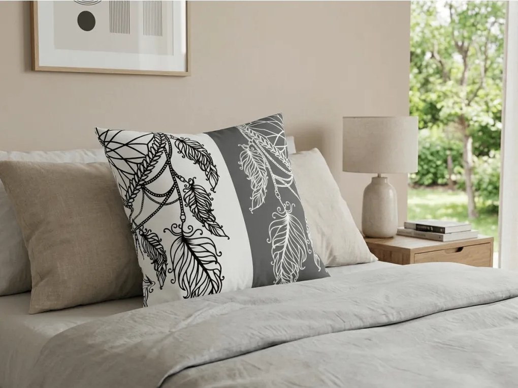 Husa de perna din bumbac TIRSO POLY 45x45 cm, gri-alb