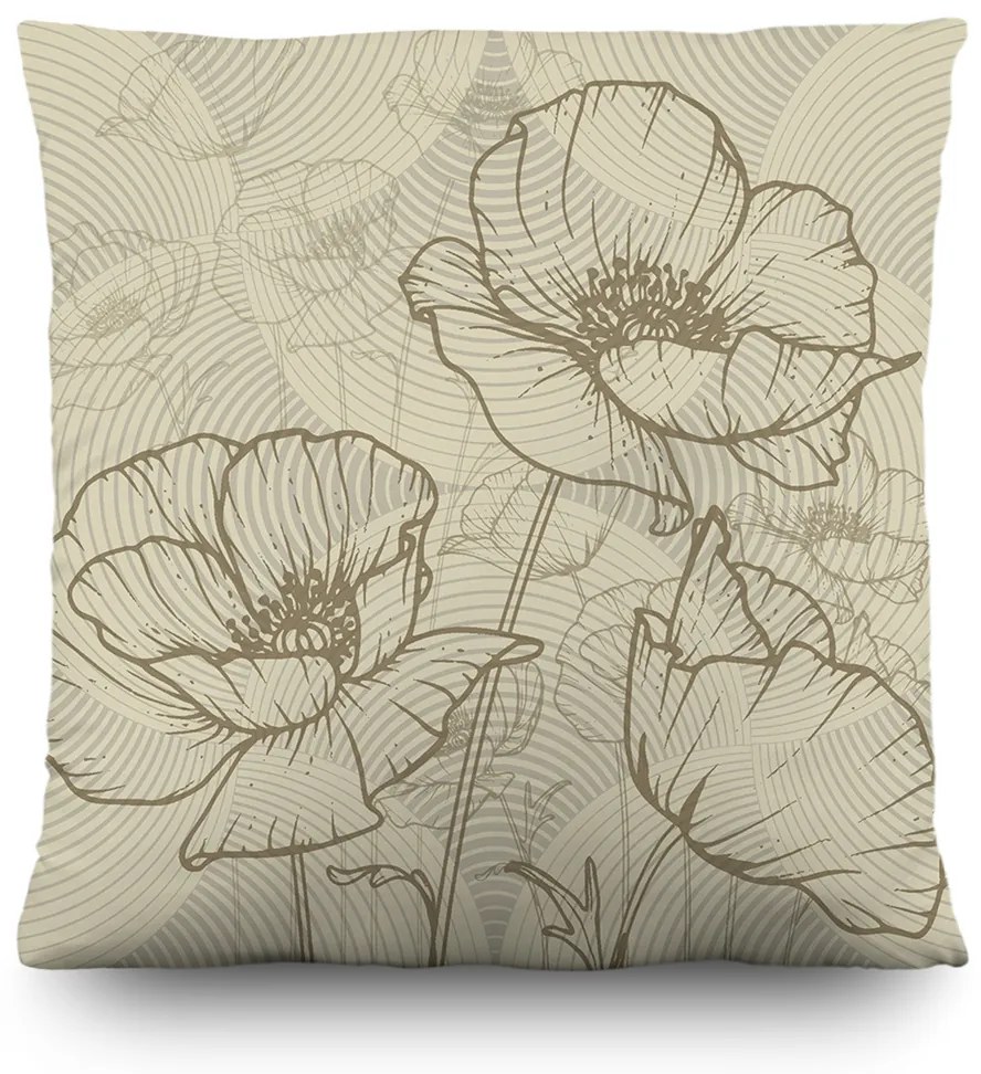 Pernă Poppies bej, 45 x 45 cm