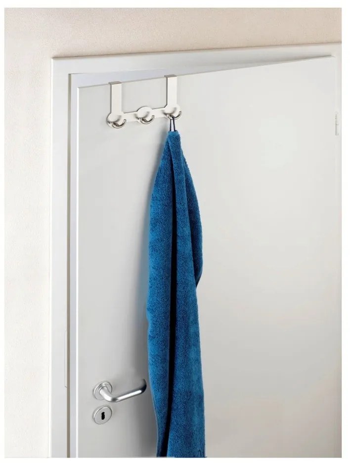 Cuier suspendat pentru ușă cu 3 cârlige Wenko Rondo, argintiu