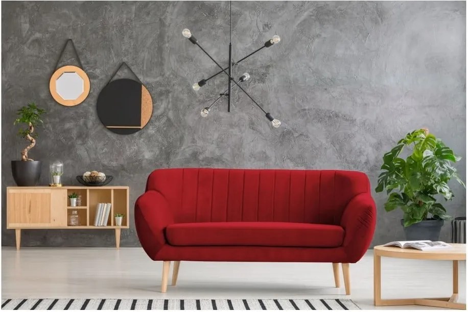 Canapea cu tapițerie din catifea Mazzini Sofas Sardaigne, 158 cm, roșu
