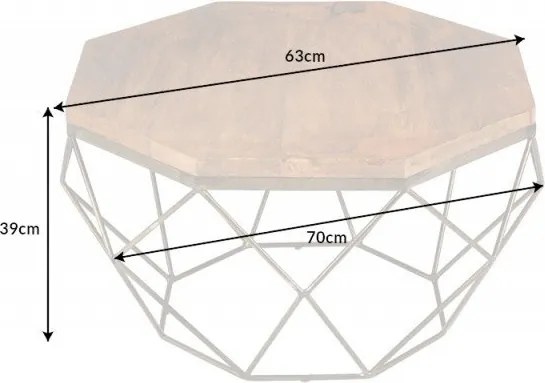 Masuta de cafea design minimalist Diamond 70cm Mango