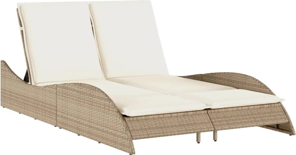 vidaXL Șezlong cu perne, bej, 114x205x73 cm, poliratan