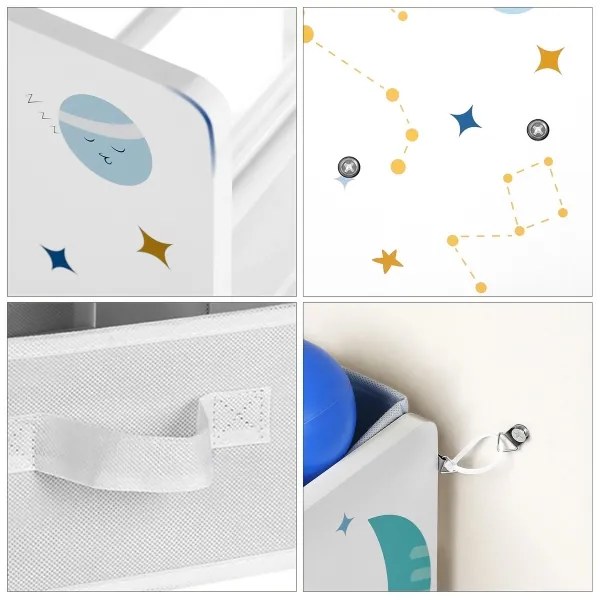 Raft depozitare copii ANET cu cutii textile albastru/alb