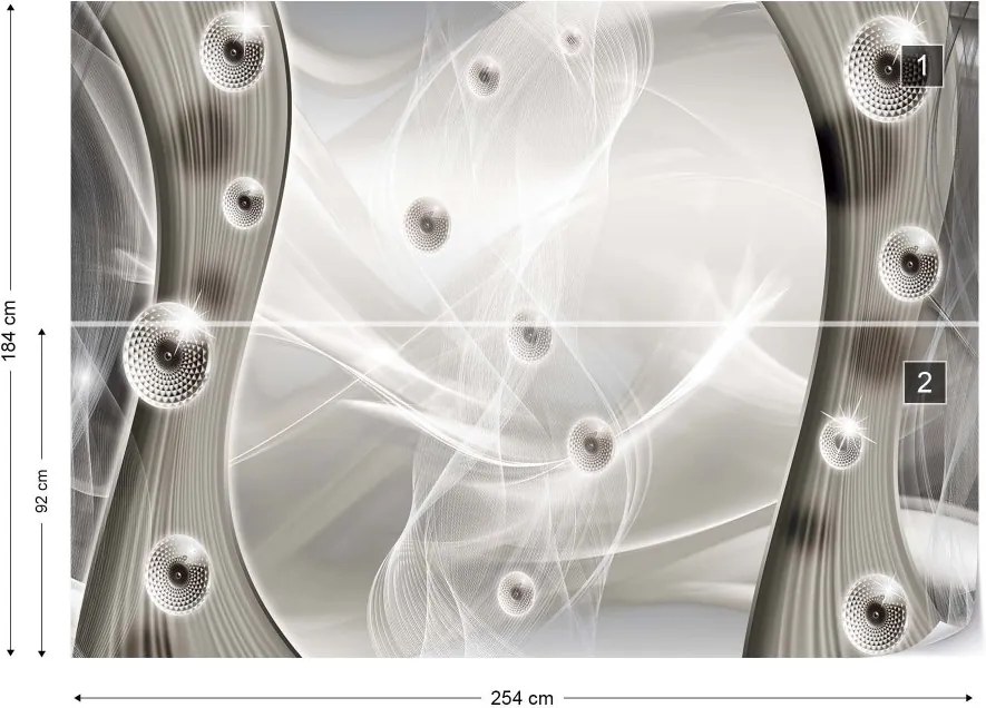 GLIX Fototapet - 3D Modern Silver Design Vliesová tapeta  - 254x184 cm