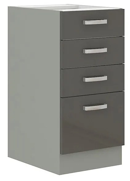 Dulap inferior de bucătărie cu sertare Metaluna 40 D 4S BB (Gri + lucios Gri) . 1103341