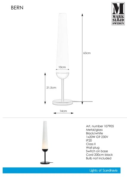 Markslöjd 107905 - Lampă de masă BERN 1xG9/20W/230V