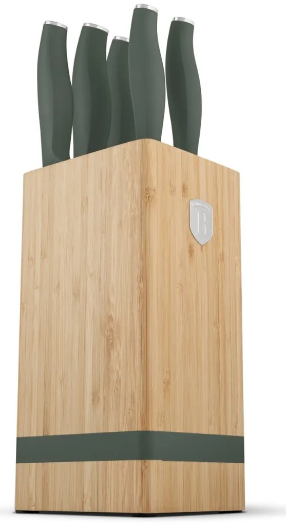 Set cutite 6 piese, cu suport bambus Green Matte Collection Berlinger Haus BH 2751