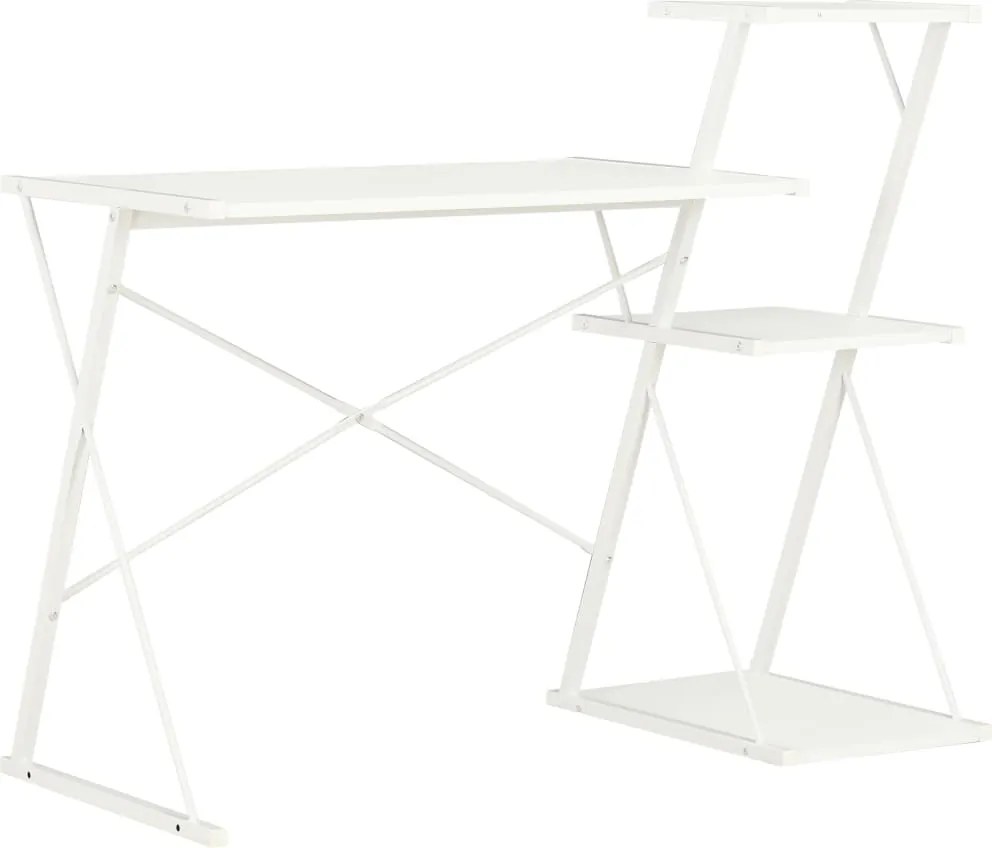vidaXL Birou cu raft, alb, 116 x 50 x 93 cm
