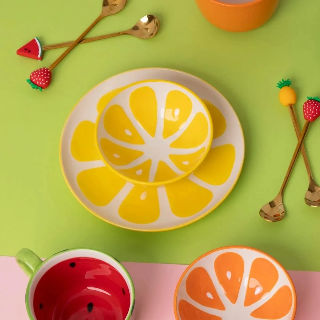 Altom Set de boluri ceramice Tropicana lămâie 12,5cm, 2 buc.