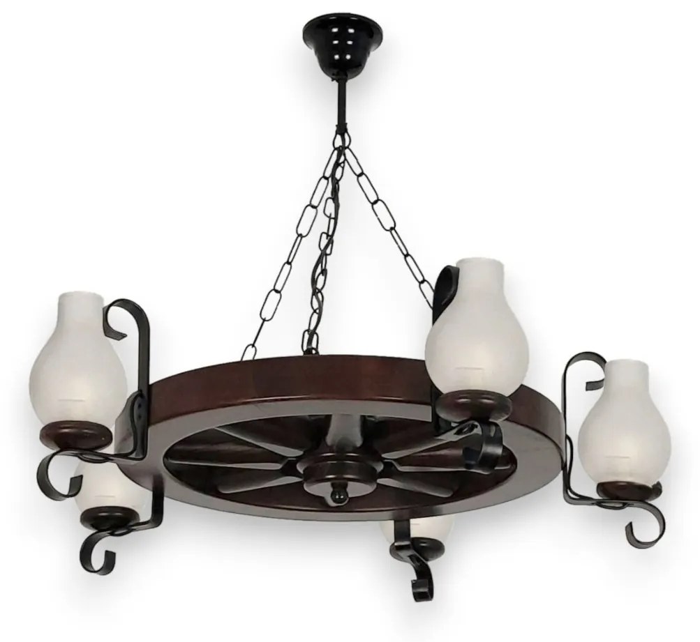 Candelabru rustic fabricat manual din lemn Roata 5L