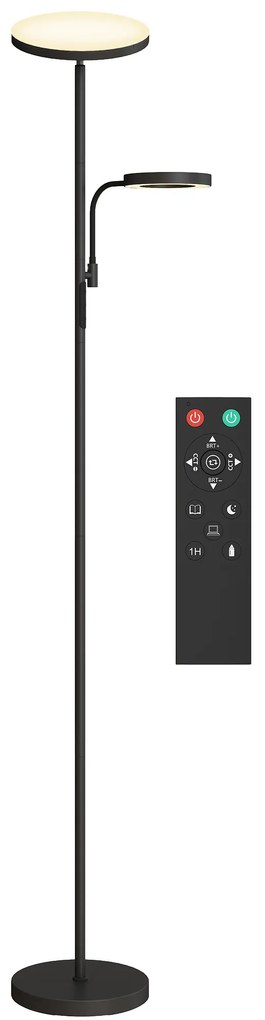 HOMCOM Lampadar LED 42W reglabil 2700K-6500K 4 culori variere continua, 4 moduri scena, telecomanda si control tactil | Aosom Romania