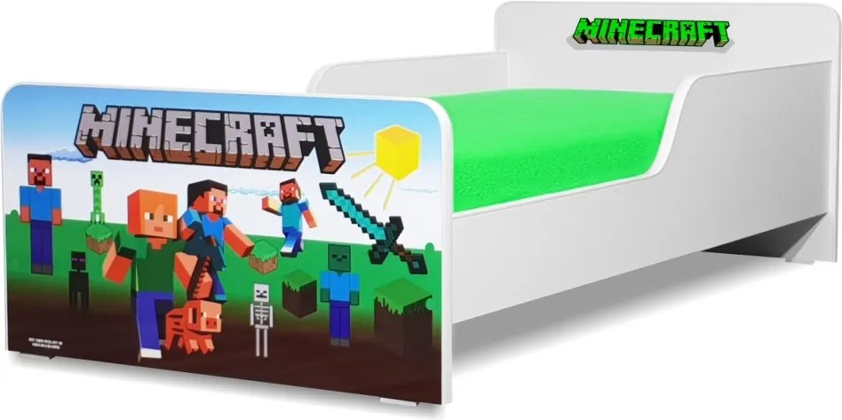 Pat copii  Minecraft 2-12 ani cu saltea cadou