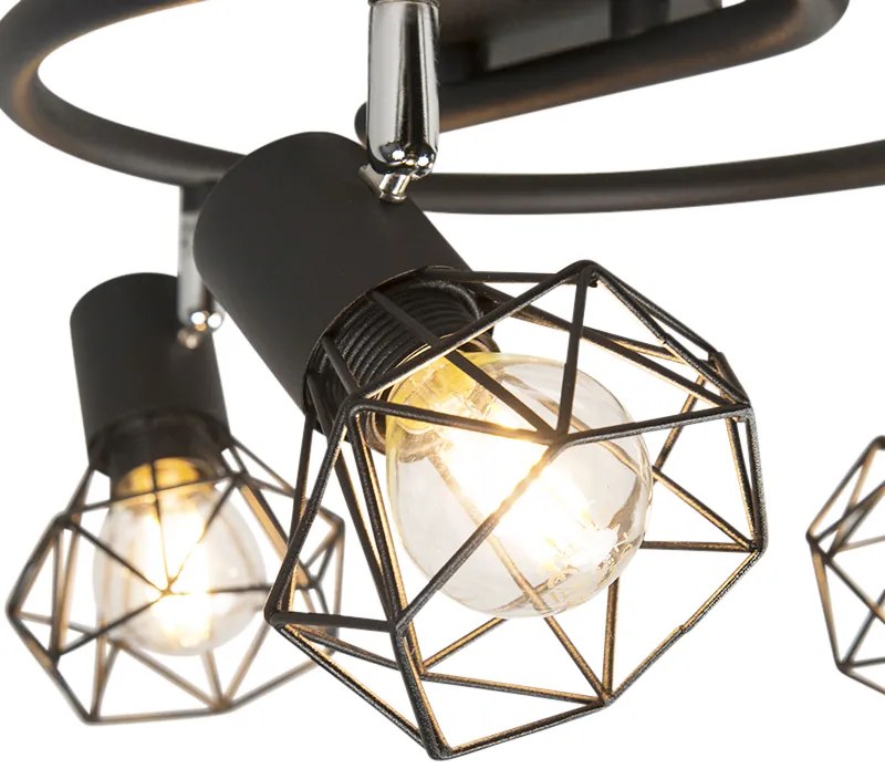Spotlight Art Deco negru reglabil cu 3 lumini - Mosh