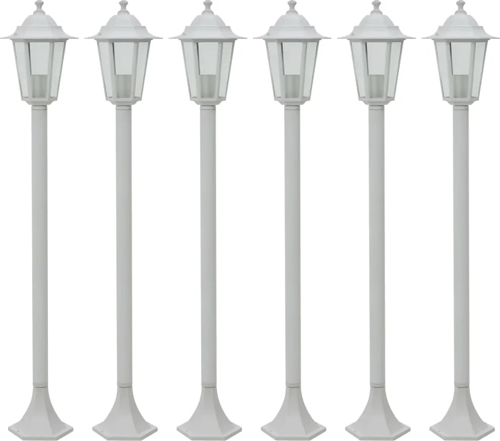 vidaXL Stâlp iluminare grădină, 6 buc., alb, 110 cm, aluminiu, E27