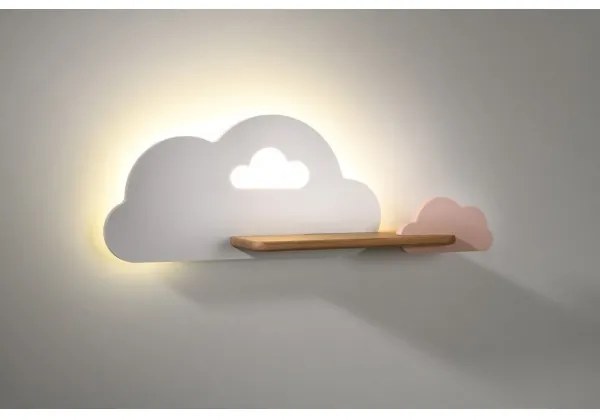 Aplică LED cu raft pentru copii CLOUD LED/5W/230V alb/roz