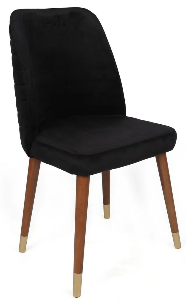 Set 2 scaune haaus Hugo, Negru/Nuc/Auriu, textil, picioare metalice