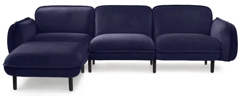 Canapea cu tapițerie din catifea EMKO Bean, albastru închis