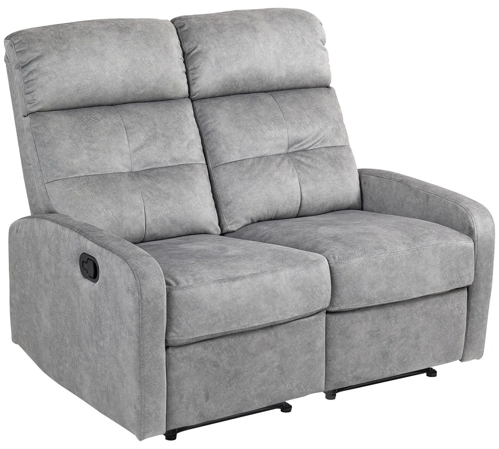 HOMCOM Fotoliu dublu, Fotoliu de relaxare cu spătar dublu reglabil și suport pentru picioare, pentru Living, Captușeală din Material Textil, Gri | Aosom Romania