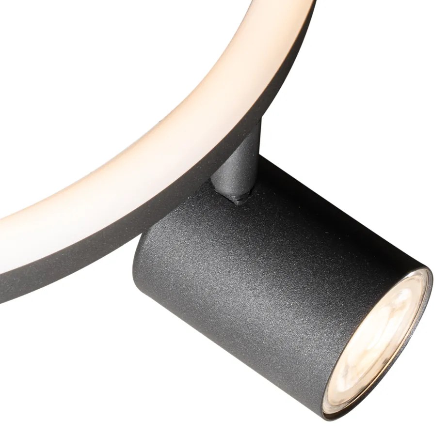 Spot luminos de tavan negru GU10 50mm cu 3 lumini rotund, cu iluminare de fundal și comutator cu 3 căi - Back Up