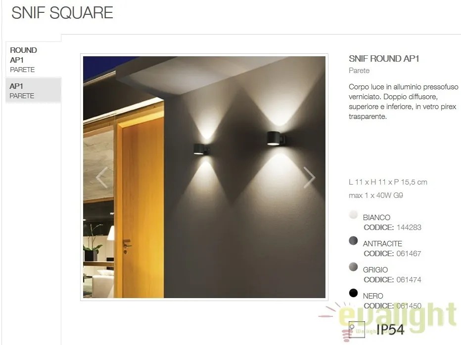 Aplica moderna iluminat exterior IP54 SNIFSNIF AP1 ROUND BIANCO 144283