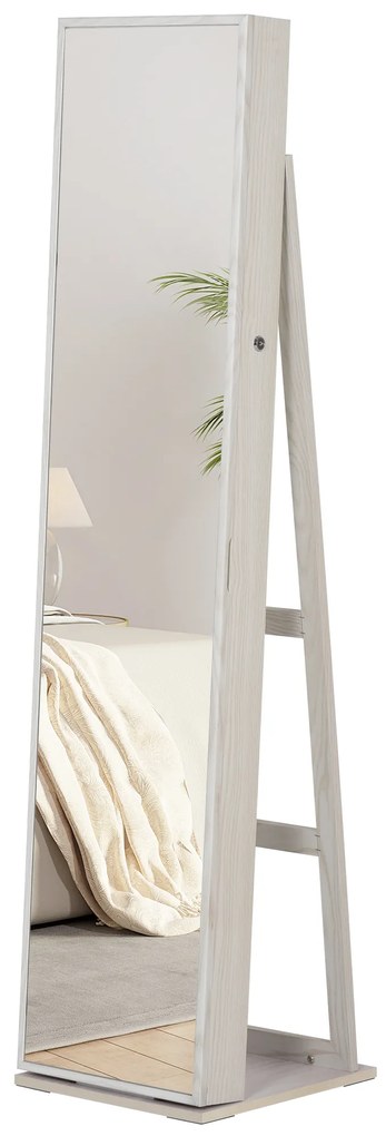 HOMCOM Dulap Bijuterii LED Alb cu Cheie | Aosom Romania