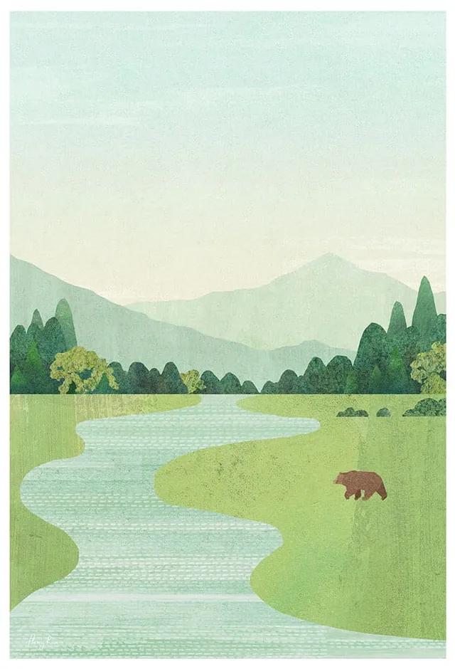 Poster 30x40 cm Bear in the Meadow - Travelposter