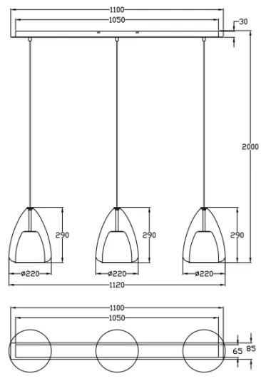 Lustră pe cablu BRITTON 3xE27/40W/230V auriu Fabas Luce 3673-48-125
