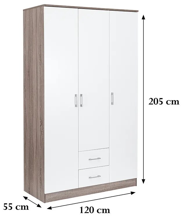 Dulap Miami 120x205 cm alb-stejar York