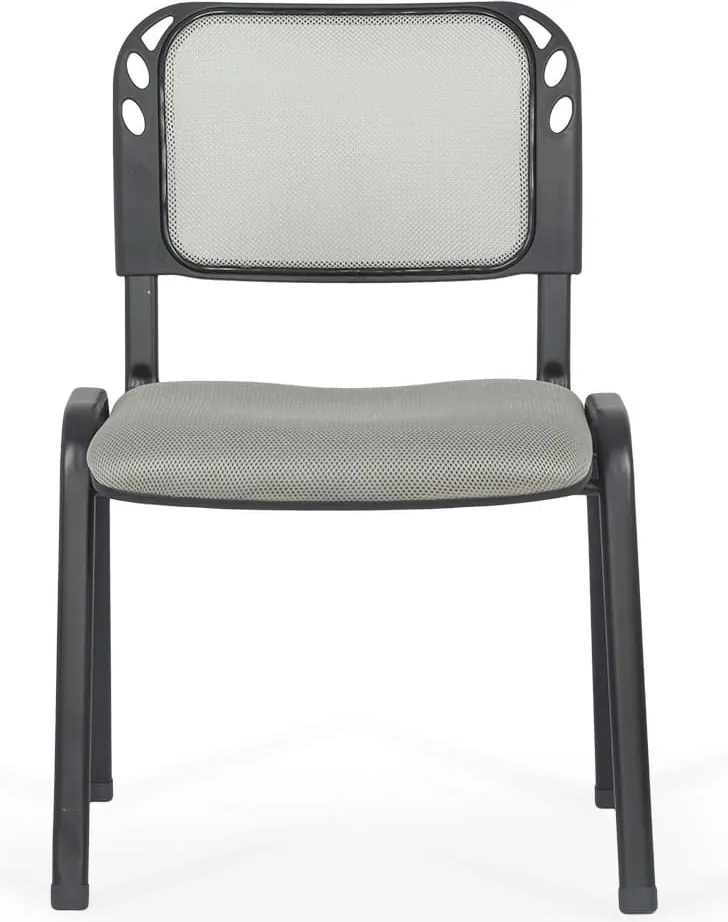 Scaun conferință gri HRC 600 din mesh respirabil cu cadru metalic stivuibil