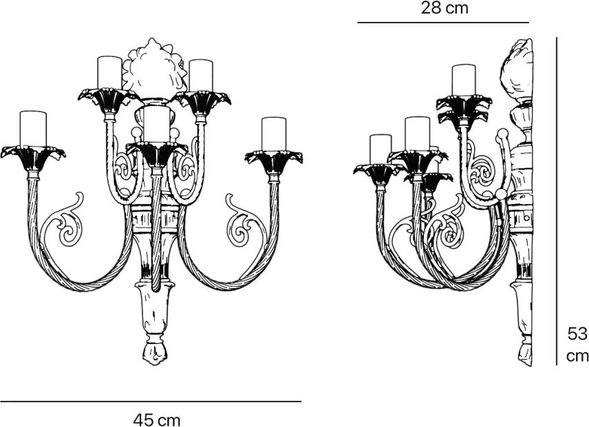 Aplica din alama masiva stilul fastuos Ludovic al XV-lea