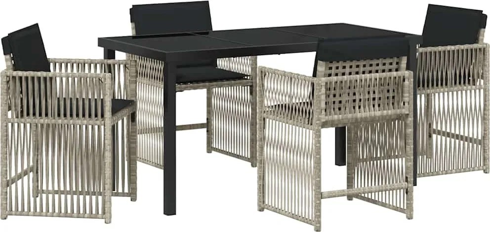 vidaXL Set de masă pentru grădină 5 pcs Gri deschis poliratan